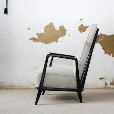 Giuseppe Scapinelli Mid Century Modern Armchair in Hardwood Grey Fabric Scapinelli 1950 s Brazil