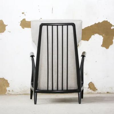 Giuseppe Scapinelli Mid Century Modern Armchair in Hardwood Grey Fabric Scapinelli 1950 s Brazil