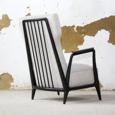 Giuseppe Scapinelli Mid Century Modern Armchair in Hardwood Grey Fabric Scapinelli 1950 s Brazil