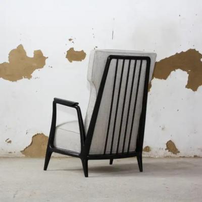 Giuseppe Scapinelli Mid Century Modern Armchair in Hardwood Grey Fabric Scapinelli 1950 s Brazil