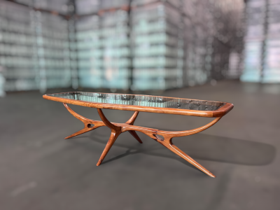 Giuseppe Scapinelli Mid Century Modern Coffee Table in Caviuna Glass Giuseppe Scapinelli Brazil