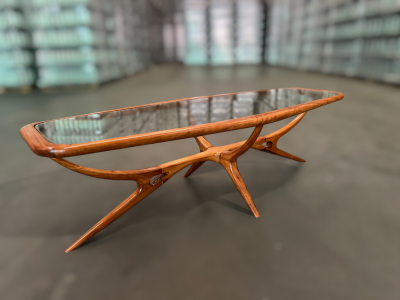 Giuseppe Scapinelli Mid Century Modern Coffee Table in Caviuna Glass Giuseppe Scapinelli Brazil