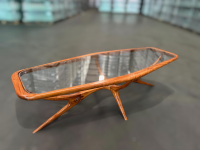 Giuseppe Scapinelli Mid Century Modern Coffee Table in Caviuna Glass Giuseppe Scapinelli Brazil