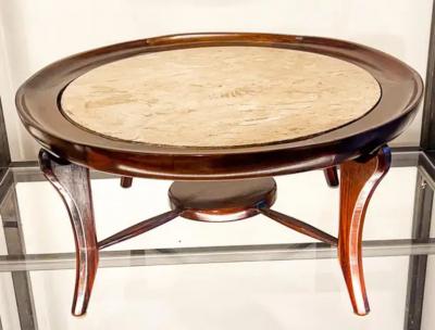 Giuseppe Scapinelli Mid Century Modern Coffee Table in Hardwood Travertine Giuseppe Scapinelli 1954