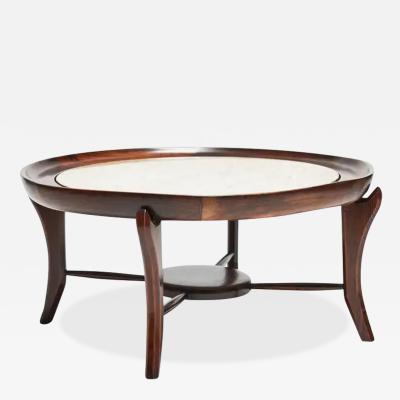 Giuseppe Scapinelli Mid Century Modern Coffee Table in Hardwood Travertine Giuseppe Scapinelli 1954