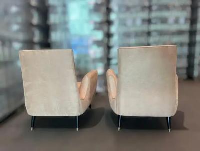 Giuseppe Scapinelli Pair of Armchairs in Hardwood Suede by Giuseppe Scapinelli c 1950s