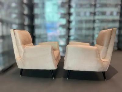 Giuseppe Scapinelli Pair of Armchairs in Hardwood Suede by Giuseppe Scapinelli c 1950s