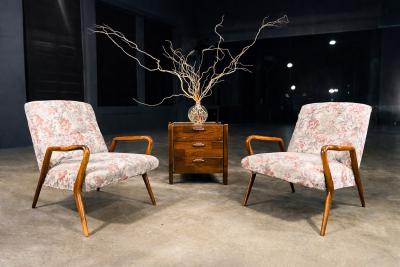 Giuseppe Scapinelli Pair of Brazilian Mid Century Armchairs in Caviuna wood Giuseppe Scapinelli