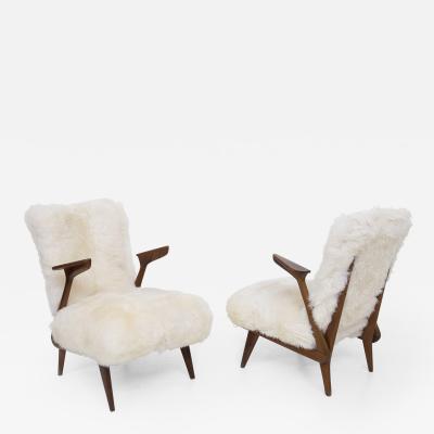 Giuseppe Scapinelli Pair of Italian Fur Armchairs Attributed to Giuseppe Scapinelli