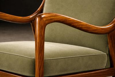 Giuseppe Scapinelli Pair of Sculptural Armchairs by Giuseppe Scapinelli in Cavi na Wood Mohair