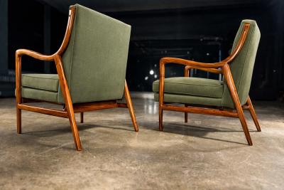 Giuseppe Scapinelli Pair of Sculptural Armchairs by Giuseppe Scapinelli in Cavi na Wood Mohair