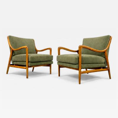 Giuseppe Scapinelli Pair of Sculptural Armchairs by Giuseppe Scapinelli in Cavi na Wood Mohair
