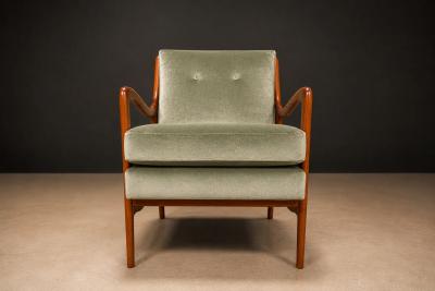 Giuseppe Scapinelli Pair of Sculptural Armchairs by Giuseppe Scapinelli in Cavi na Wood Mohair