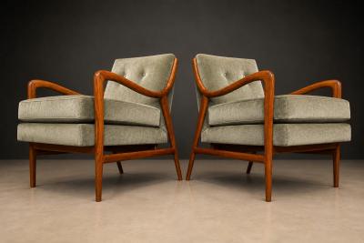 Giuseppe Scapinelli Pair of Sculptural Armchairs by Giuseppe Scapinelli in Cavi na Wood Mohair