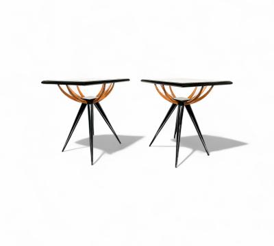 Giuseppe Scapinelli Pair of Side Tables in Hardwood Glass Giuseppe Scapinelli 1950s Lot 441