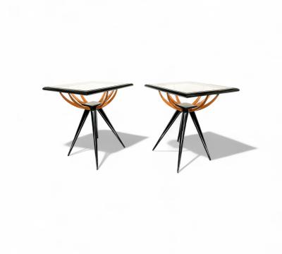 Giuseppe Scapinelli Pair of Side Tables in Hardwood Glass Giuseppe Scapinelli 1950s Lot 441