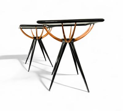 Giuseppe Scapinelli Pair of Side Tables in Hardwood Glass Giuseppe Scapinelli 1950s Lot 441