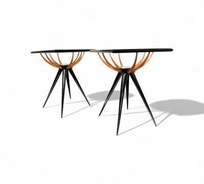 Giuseppe Scapinelli Pair of Side Tables in Hardwood Glass Giuseppe Scapinelli 1950s Lot 441