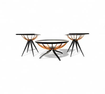 Giuseppe Scapinelli Pair of Side Tables in Hardwood Glass Giuseppe Scapinelli 1950s Lot 441