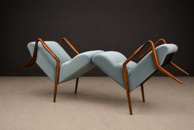 Giuseppe Scapinelli Scapinelli Armchairs Sculpted Cavi na Frames in Dusty Teal Velvet Upholstery