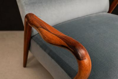 Giuseppe Scapinelli Scapinelli Armchairs Sculpted Cavi na Frames in Dusty Teal Velvet Upholstery