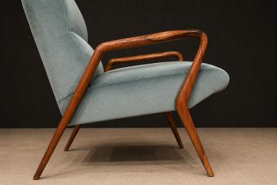 Giuseppe Scapinelli Scapinelli Armchairs Sculpted Cavi na Frames in Dusty Teal Velvet Upholstery