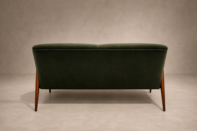 Giuseppe Scapinelli Sculptural Sofa in Solid Cavi na Deep Evergreen Italian Mohair Velvet
