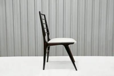 Giuseppe Scapinelli Set Six Dining Chairs in Hardwood Fabric Giuseppe Scapinelli Brazil 1950s