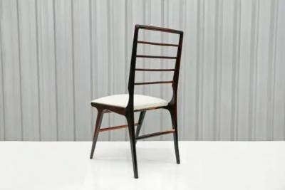 Giuseppe Scapinelli Set Six Dining Chairs in Hardwood Fabric Giuseppe Scapinelli Brazil 1950s