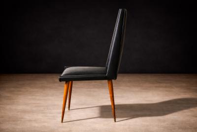 Giuseppe Scapinelli Set of 4 Chairs in Caviuna wood Black Leather Giuseppe Scapinelli 1950s