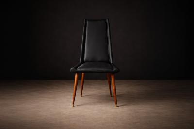 Giuseppe Scapinelli Set of 4 Chairs in Caviuna wood Black Leather Giuseppe Scapinelli 1950s