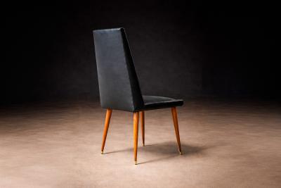 Giuseppe Scapinelli Set of 4 Chairs in Caviuna wood Black Leather Giuseppe Scapinelli 1950s