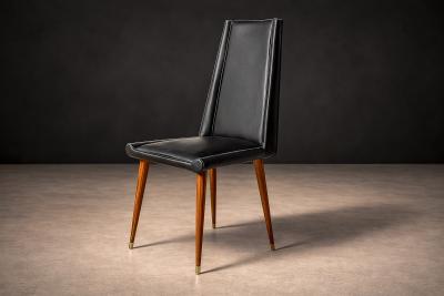 Giuseppe Scapinelli Set of 4 Chairs in Caviuna wood Black Leather Giuseppe Scapinelli 1950s