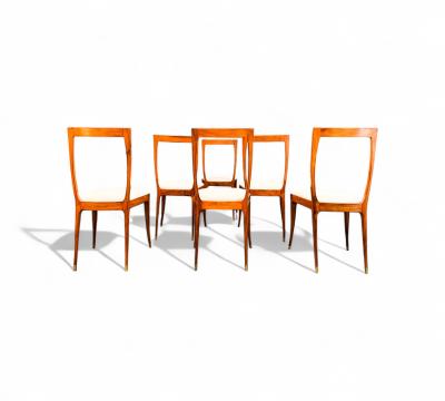 Giuseppe Scapinelli Set of 6 Dining Chairs in Caviuna Fabric Giuseppe Scapinelli 1950s