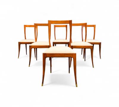 Giuseppe Scapinelli Set of 6 Dining Chairs in Caviuna Fabric Giuseppe Scapinelli 1950s