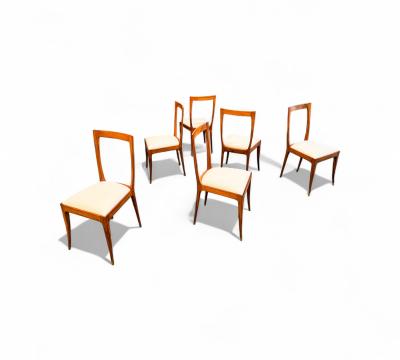 Giuseppe Scapinelli Set of 6 Dining Chairs in Caviuna Fabric Giuseppe Scapinelli 1950s