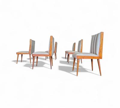 Giuseppe Scapinelli Set of 6 Dining Chairs in Caviuna wood Fabric Giuseppe Scapinelli 1950s