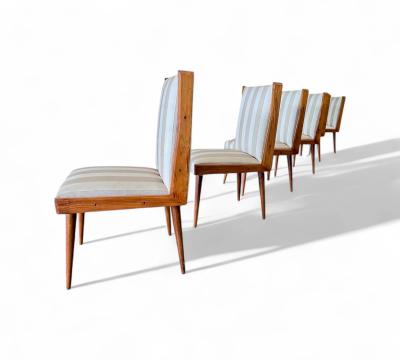 Giuseppe Scapinelli Set of 6 Dining Chairs in Caviuna wood Fabric Giuseppe Scapinelli 1950s