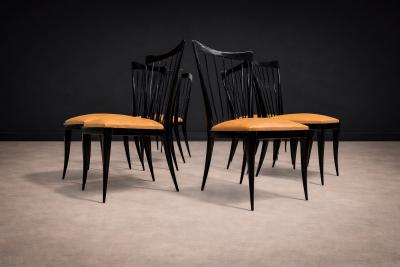 Giuseppe Scapinelli Set of 8 Dining Chairs in Hardwood Leather Giuseppe Scapinelli 1950s