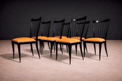 Giuseppe Scapinelli Set of 8 Dining Chairs in Hardwood Leather Giuseppe Scapinelli 1950s