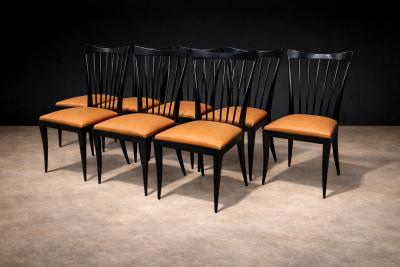 Giuseppe Scapinelli Set of 8 Dining Chairs in Hardwood Leather Giuseppe Scapinelli 1950s