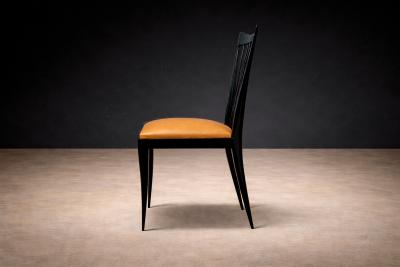 Giuseppe Scapinelli Set of 8 Dining Chairs in Hardwood Leather Giuseppe Scapinelli 1950s