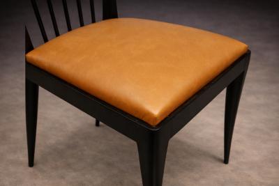 Giuseppe Scapinelli Set of 8 Dining Chairs in Hardwood Leather Giuseppe Scapinelli 1950s