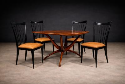 Giuseppe Scapinelli Set of 8 Dining Chairs in Hardwood Leather Giuseppe Scapinelli 1950s