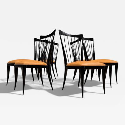 Giuseppe Scapinelli Set of 8 Dining Chairs in Hardwood Leather Giuseppe Scapinelli 1950s