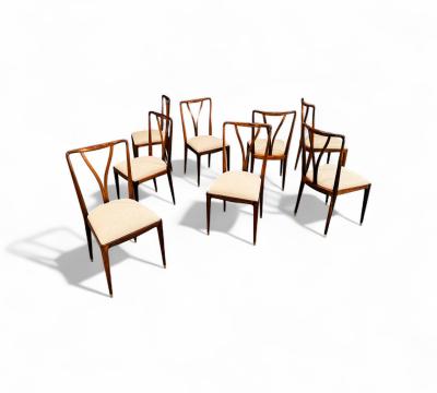 Giuseppe Scapinelli Set of 8 Dining Chairs in Rosewood Boucle Giuseppe Scapinelli 1950s