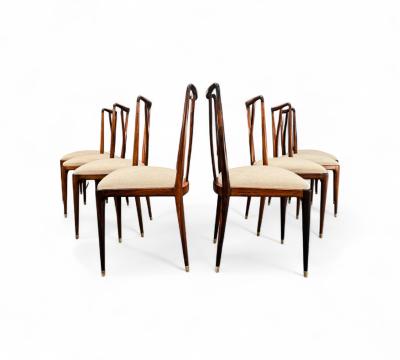 Giuseppe Scapinelli Set of 8 Dining Chairs in Rosewood Boucle Giuseppe Scapinelli 1950s
