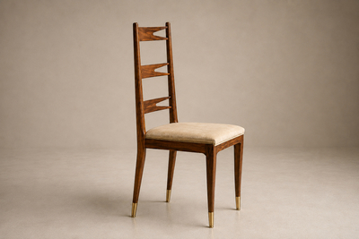 Giuseppe Scapinelli Set of Eight Dining Chairs in Cavi na Ivory Mohair Giuseppe Scapinelli 1950s