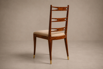 Giuseppe Scapinelli Set of Eight Dining Chairs in Cavi na Ivory Mohair Giuseppe Scapinelli 1950s