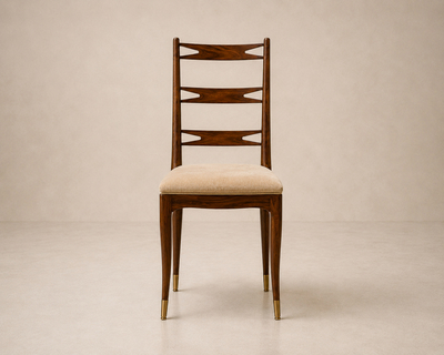 Giuseppe Scapinelli Set of Eight Dining Chairs in Cavi na Ivory Mohair Giuseppe Scapinelli 1950s